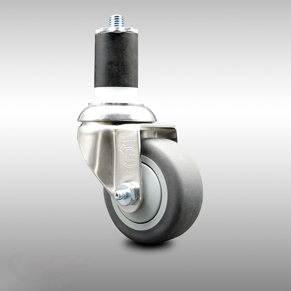 3.5 Inch 316SS Thermoplastic Rubber Swivel 1-3/4 Inch Expanding Stem Caster SCC